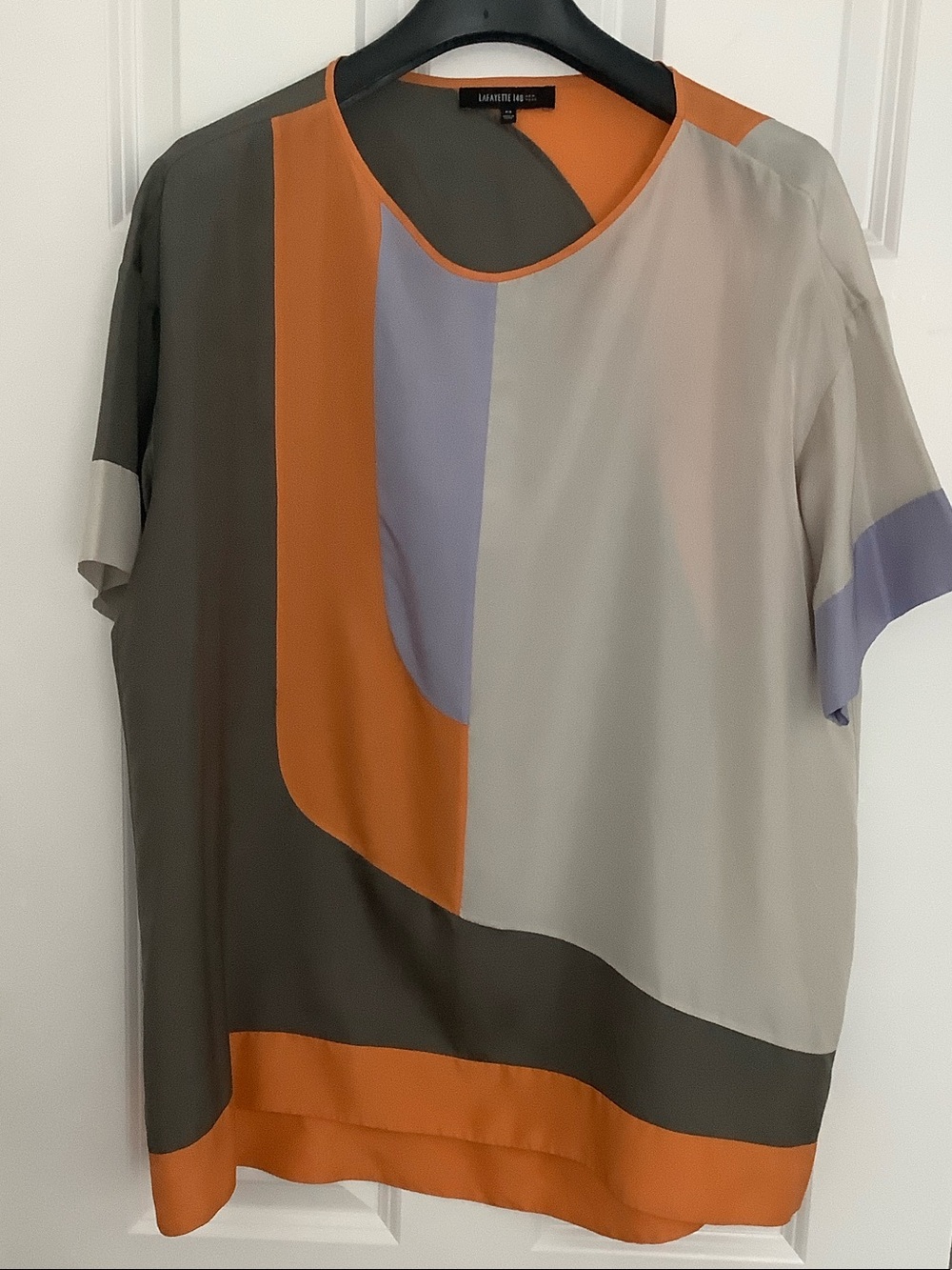 Lafayette 148 New York Colorblock Short-Sleeve Silk Tunic